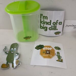 New Pickle Pal,pickle jar new in box, pickle strainer,pickle pail w magnets.